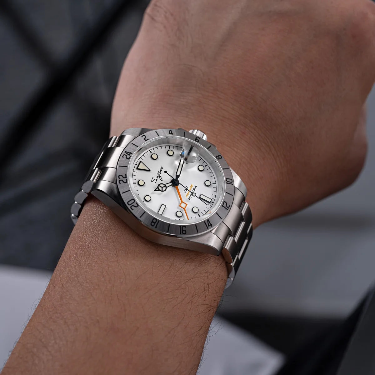 SEESTERN GMT Retro Watch for Men NH34 Automatic Movement Mechanical Wristwatches Sapphire Crystal Fine-tuning Pull Button S436