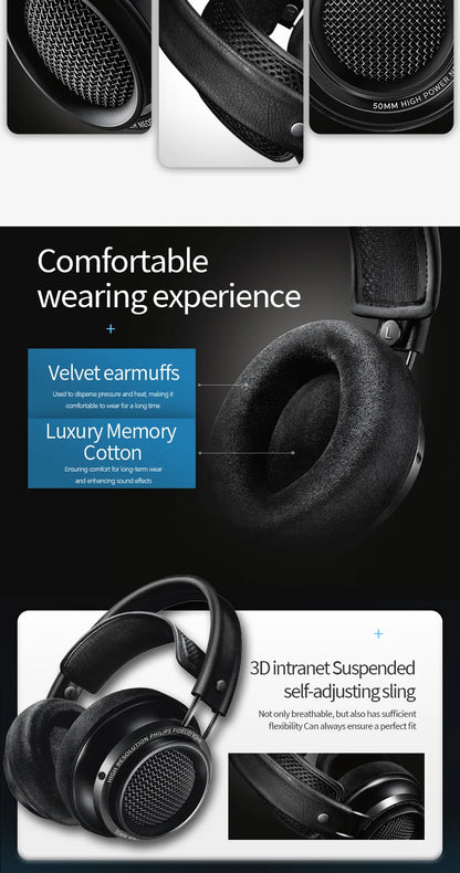 Original Philips X2HR Fidelio HiFi Stereo Head-mounted Headphones Comfort Music Wired Headset Computer Monitor Gaming Earphones