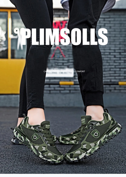 Men's camouflage breathable sports shoes are comfortable and non slip soft soled shoes suitable for men's outdoor activities