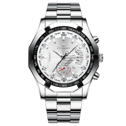Reloj de pulsera para hombre, de estilo militar, informal o deportivo, de cuarzo, de una marca prestigiosa, totalmente de acero, resistente al agua