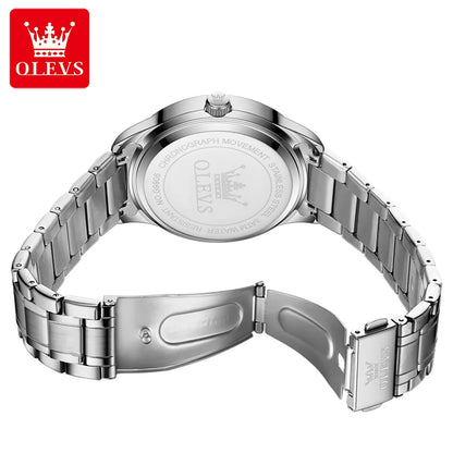 Reloj de cuarzo para hombre OLEVS 9906, modelo cuadrado adornado con diamantes, correa de acero inoxidable, hermético, con doble calendario; un reloj de pulsera de lujo, original, ideal para el ámbito profesional.