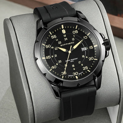 Reloj para hombre SAPPHERO: reloj de cuarzo de lujo, resistente al agua hasta 50 m, equipado con un mecanismo importado y una caja de acero inoxidable. Una idea de regalo ideal para hombre.