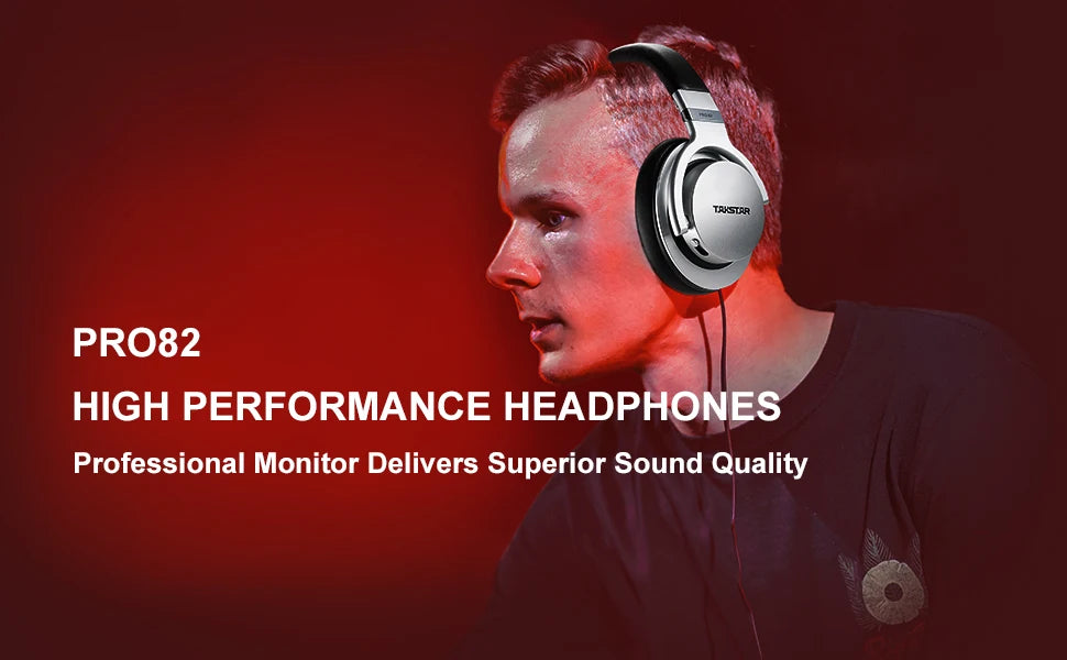 Takstar PRO82 / pro 82 Professional Monitor Headphones HIFI Headset for Stereo PC Recording and Game,Bass Adjustable