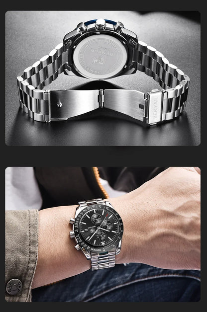 Montre homme BENYAR 5140, montre de sport décontractée, montre à quartz de luxe étanche, chronographe militaire de marque haut de gamme.