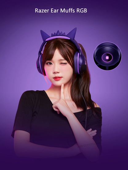 Razer Pokemon Gengar Edition RGB Kraken Kitty V2 Wired USB Gaming Headset - TriForce 40mm Drivers - HyperClear Cardioid Mic