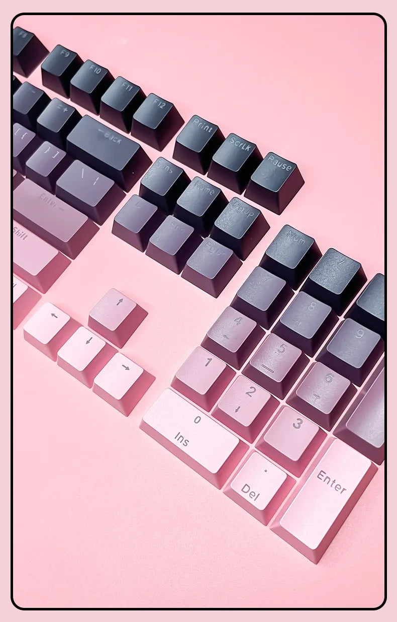 Black Pink Gradient Keycaps For Cherry MX Switch Mechanical Keyboard OEM Profile PBT Keycap Backlit RGB Gamer ISO Layout Key Cap