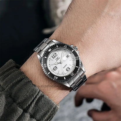 Relojes de lujo para hombre de acero inoxidable – Reloj de cuarzo con indicador de fecha, estilo profesional y deportivo, a la última