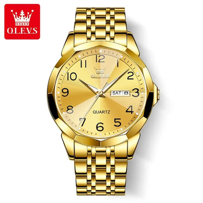 Reloj para hombre OLEVS 9970 – Modelo elegante con esfera digital, indicador de fecha y día, resistente al agua, luminiscente, de cuarzo – Reloj de lujo original