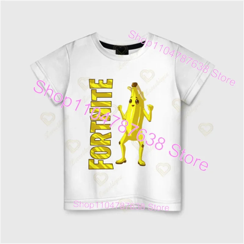 T-shirt Peely Fortnite girocollo estiva a maniche corte, top streetwear Battle Royale per abbigliamento casual