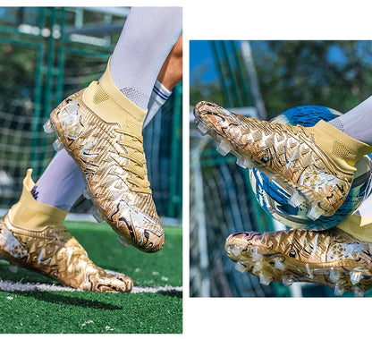 Men's High Ankle Football Boots Turf Soccer Cleats Breathable Non-slip Training Match Sneakers Outdoor Sports FG Soccer Shoes
