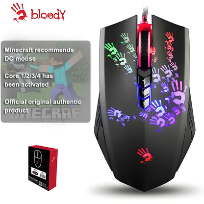 A4Tech Bloody A60 Gaming Mouse,RGB Mouse,Drag Click , 6200 CPI, 8 Macro Keys, X'Glide Metal Boot, 1000 Hz Adjustable