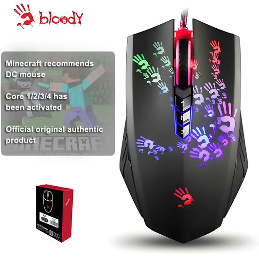 A4Tech Bloody A60 Gaming Mouse,RGB Mouse,Drag Click , 6200 CPI, 8 Macro Keys, X'Glide Metal Boot, 1000 Hz Adjustable