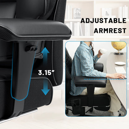 Executive Office Chair with Foot Rest and Waist Lumber Support, Ergonomic Gaming Chair with Adjustable Height Headrest for Home