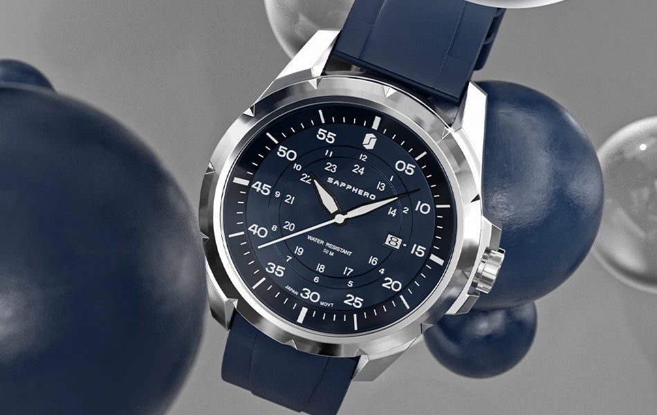 Reloj para hombre SAPPHERO: reloj de cuarzo de lujo, resistente al agua hasta 50 m, equipado con un mecanismo importado y una caja de acero inoxidable. Una idea de regalo ideal para hombre.