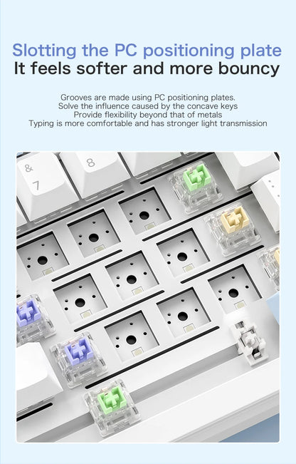 F75 Mechanical Keyboard FREEWOLF 81 Keys Layout Metal Knobs PBT Keycaps,Fully Hot-swappable Keys RGB Multi-color Backlighting