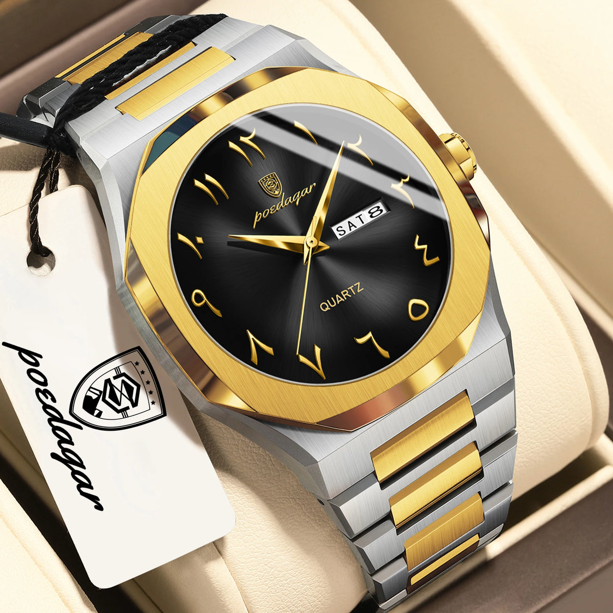 Reloj POEDAGAR de lujo para hombre, de cuarzo, resistente al agua, de acero inoxidable, reloj masculino con fecha y día de la semana, relojes de negocios para hombre, Reloj Hombre