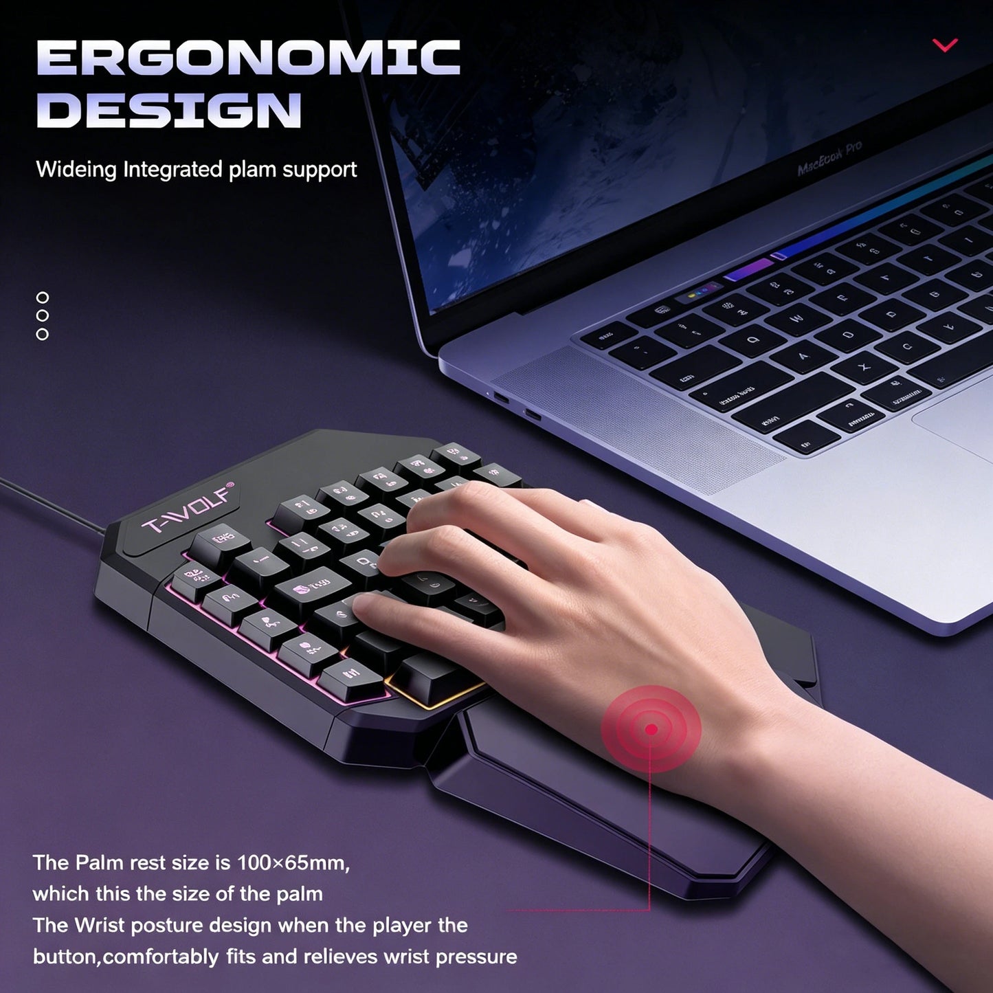 Wired One-Handed RGB Mechanical Gaming feel Keyboard,Mecha Membrane 40 Keys USB Professional Gaming Keypad Multimedia buttons