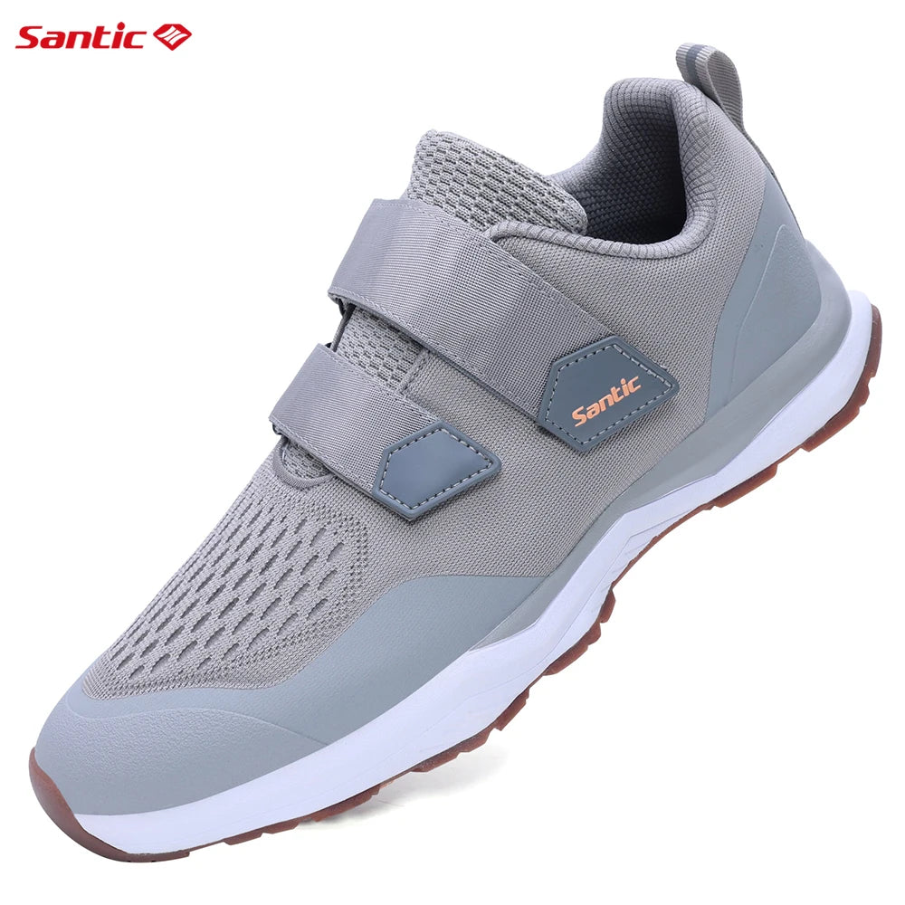 Santic Cycling Shoes Multi-purpose Running SPD Indoor Leisure Shoes Rubber Sole Hook Loop Design 3D Mesh Fabric Sneakers Unisex