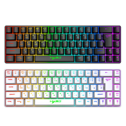 68-Key Russian English Mechanical Gaming Keyboard Dual Language Keyboard RGB Backlit Gaming Mechanical Keyboard for Gaming