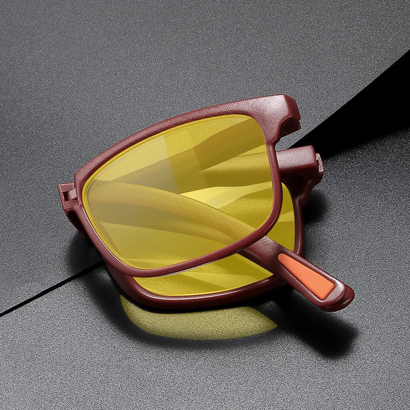 Óculos de sol retro quadrados para mulher com visão noturna, anti-luz azul, UV400; óculos para homem para jogos de computador, anti-radiação, com lentes vermelhas e laranja para dormir