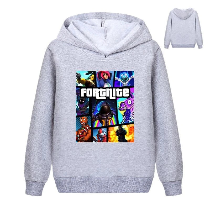 Sudaderas infantiles con estampado de Fortnite, estilo cartoon, cómodas y holgadas, con manga larga, para otoño e invierno