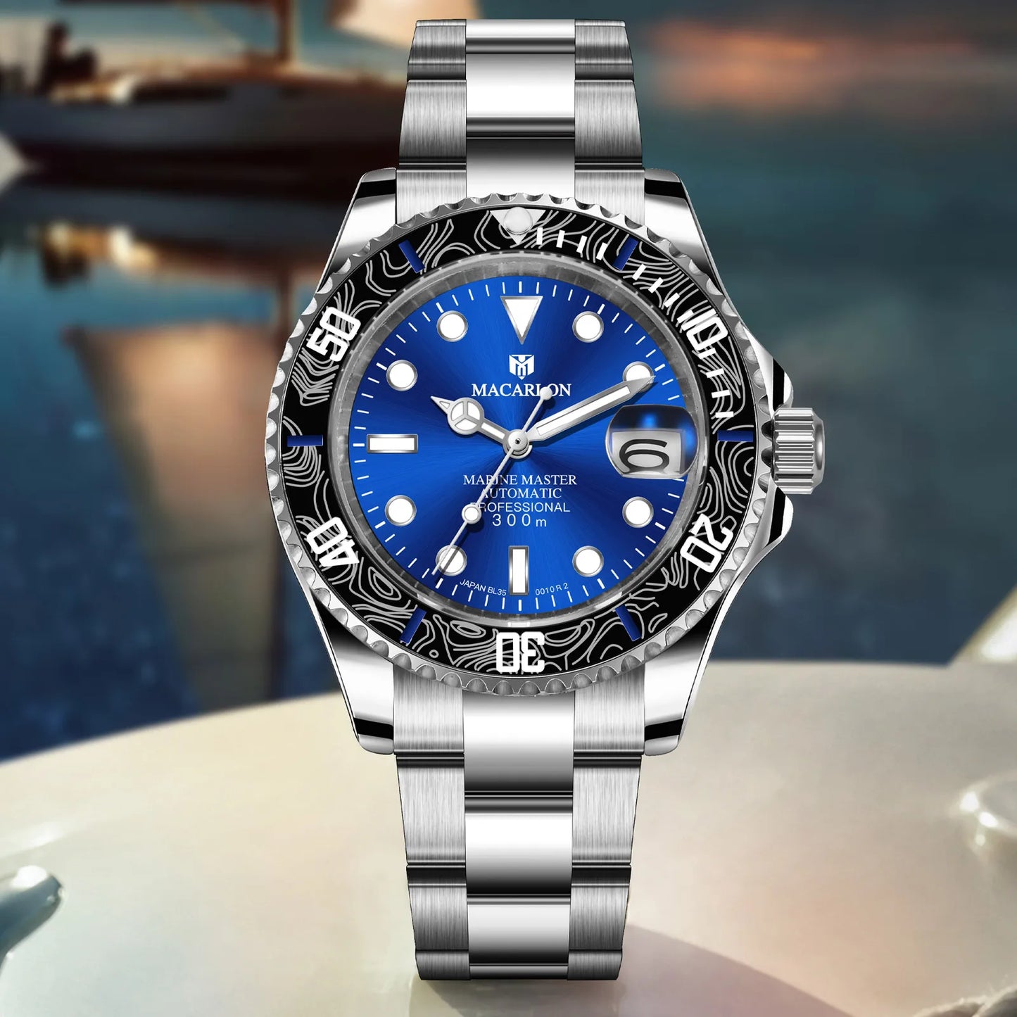 2026 MACARLON Design New Yacht series Mechanical Watch Men Carbon fiber ring mouth sapphire Stainless steel Waterproof Watch TOP