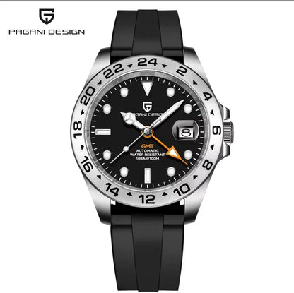 PAGANI DESIGN GMT Watch Automatic Mechanical Watch Stainless Steel Luxury Sapphire 100m Waterproof Clock Reloj Hombre PD1682