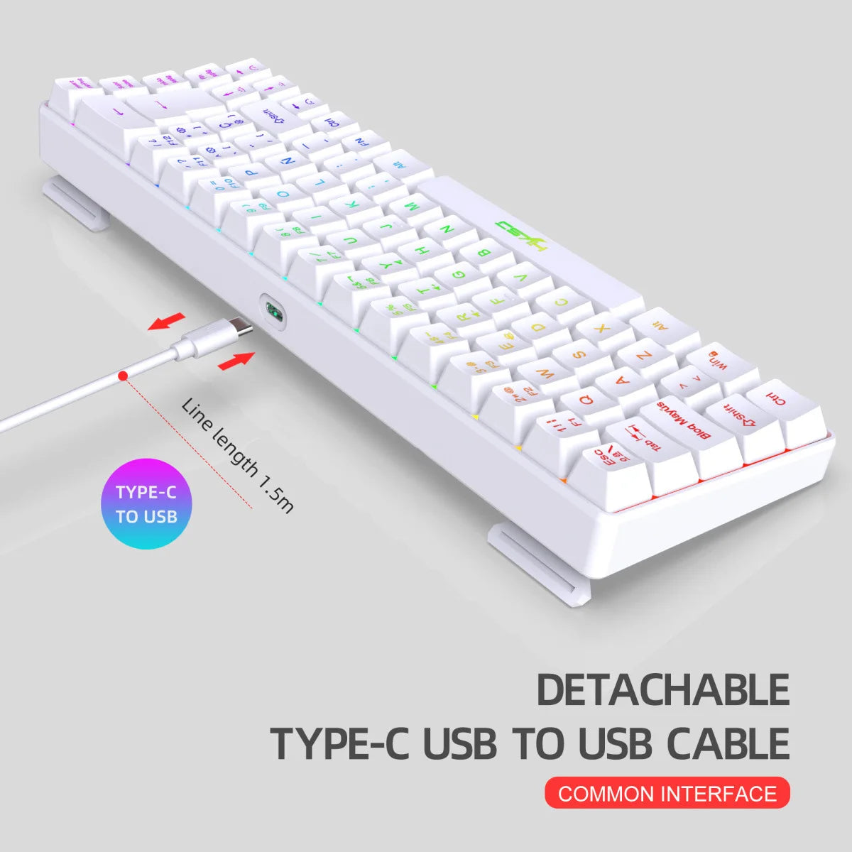 RGB backlit keyboard Russian 69 keys white membrane gaming wired ergonomic Keyboards for compact mini  for pc laptop color black