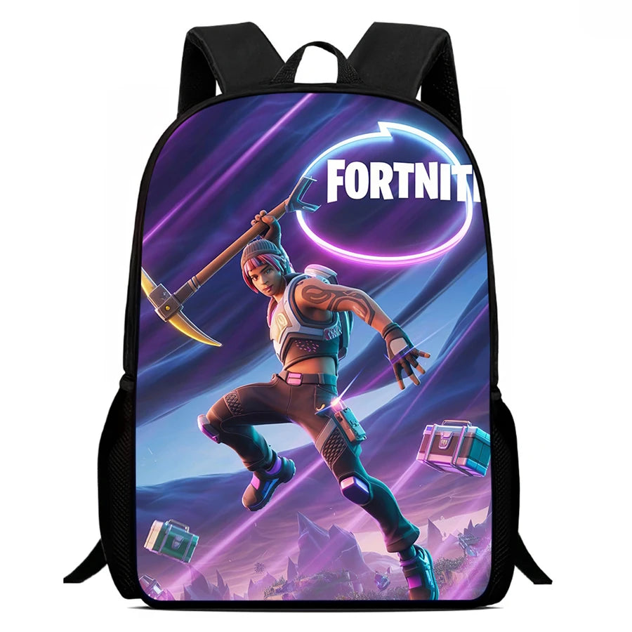 Fortnite Cartoon 15-inch Lightweight Backpack With Adjustable Shoulder Straps Kids Daily School Bag For Boys Girls Age 5-9