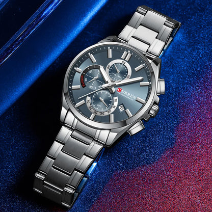 CURREN mode décontracté homme d'affaires montre de luxe bracelet en acier inoxydable montres à Quartz lumineux chronographe calendrier montre