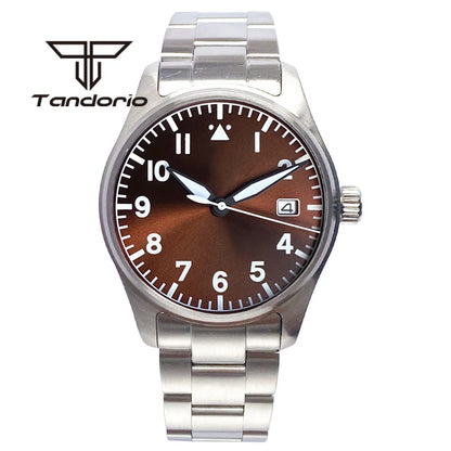 Tandorio 39mm Diving Pilot Automatic Watch for Men NH35/PT5000/Miyota8215 Movement AR Sapphire Crystal 20BAR Waterproof Luminous