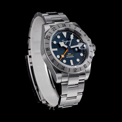 SEESTERN GMT Retro Watch for Men NH34 Automatic Movement Mechanical Wristwatches Sapphire Crystal Fine-tuning Pull Button S436