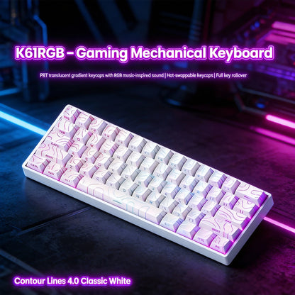 K61 kabelgebundene tragbare mechanische Tastatur, Phantom RGB farbenfroh, Reaktionsgeschwindigkeit auf Gaming-Niveau, ergonomisches Design, für Gaming und Büro geeignet