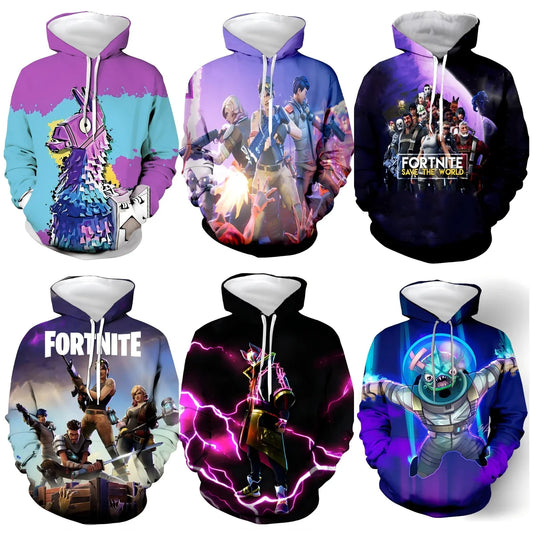 Children's Fortnite 2024 Sweatshirt, 3D Digital Printed Hoodie, Men's and Women's Pullover Jacket, Long Sleeve Children's Gift