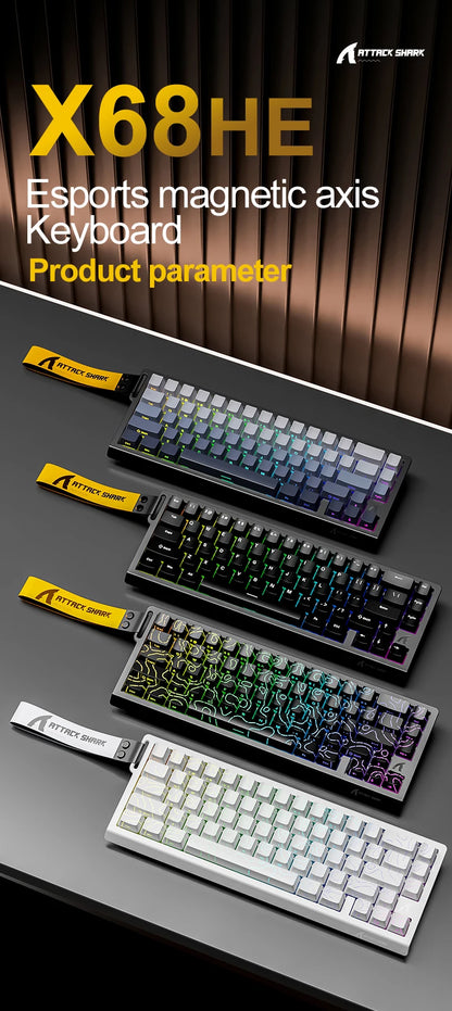X68HE ATTACK SHARK X68PRO Magnetic Gaming Keyboard Mechanical Wired 0.01mm Rapid Trigg 8000Hz SOCD/Rs 0.125ms 128K Rate