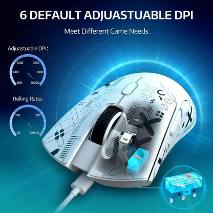 Attack Shark R1 Wireless Gaming Mouse 55g Lightweight 18000dpi PAW3311 Tri-Mode 2.4G/Bluetooth 5.2/USB-C for PC/Mac