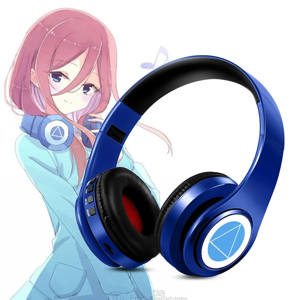 Japan Anime Headphone Demon Slayer Kimetsu No Yaiba Kamado Tanjirou Cosplay Bluetooth Headset Earphone with Mic Support TF Card