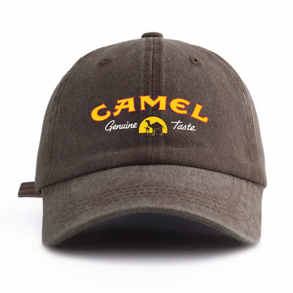 1pc CAMEL Print Washed Baseball Cap for Adults,Minimalist Retro Style Casual Soft Adjustable Dad Hat,Perfect As Gift