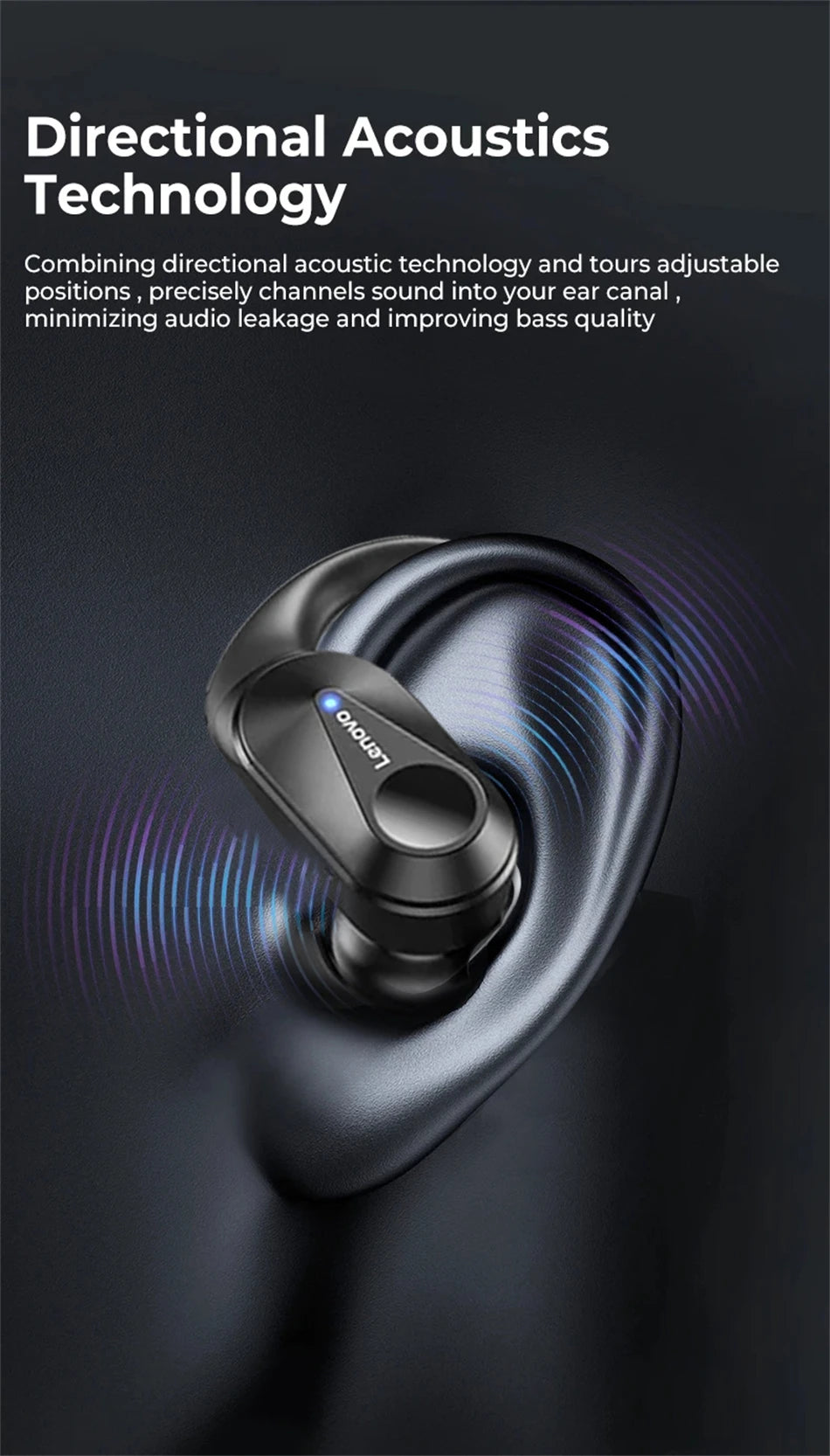 Original Lenovo LP75 TWS Bluetooth V5.3 Headphones Wireless LED Digital Display Earphones Noise Reduction Waterproof Headset New