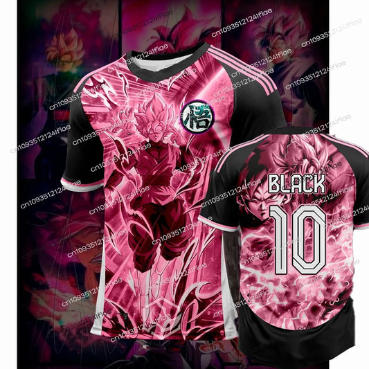 2026 New Football Jerseys Japanese Anime Bandai Dragon Ball Goku Saiyan Cotton T-shirt Sporty Street Loose for Men and Children