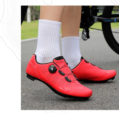 Zapatillas de ciclismo para hombre y mujer, para bicicletas de carretera, competición y carrera, con sistema automático de bloqueo, zapatillas deportivas de ciclismo de velocidad compatibles con calas SPD