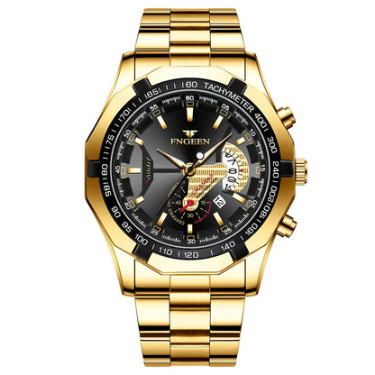 Reloj de pulsera de cuarzo de lujo BINBOND para hombre, luminiscente, resistente al agua, con fecha automática, de acero inoxidable