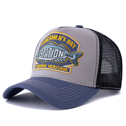 Unisex Summer Fishing Baseball Cap Breathable Mesh Trucker Hat Men Women Big Fish Fisherman Style Cap Fashion Outdoor Hat Cap
