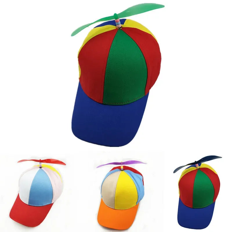 Fashion Colorful Bamboo Dragonfly Patchwork Baseball Cap Adult Kid Helicopter Propeller Funny Cotton Parent-child Snapback Hats