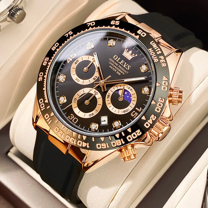 Reloj para hombre OLEVS: reloj de cuarzo de lujo, resistente al agua y luminiscente, con cronógrafo y indicador de fecha. Reloj deportivo para hombre de una gran marca.