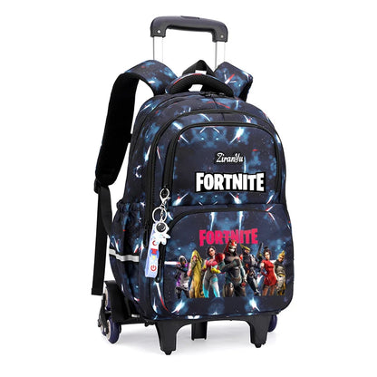 Fortnite Trolley Bag Easy Stair Climbing Anime Waterproof Wheeled Backpack Large Capacity Student Schoolbag Casual Travel Bag