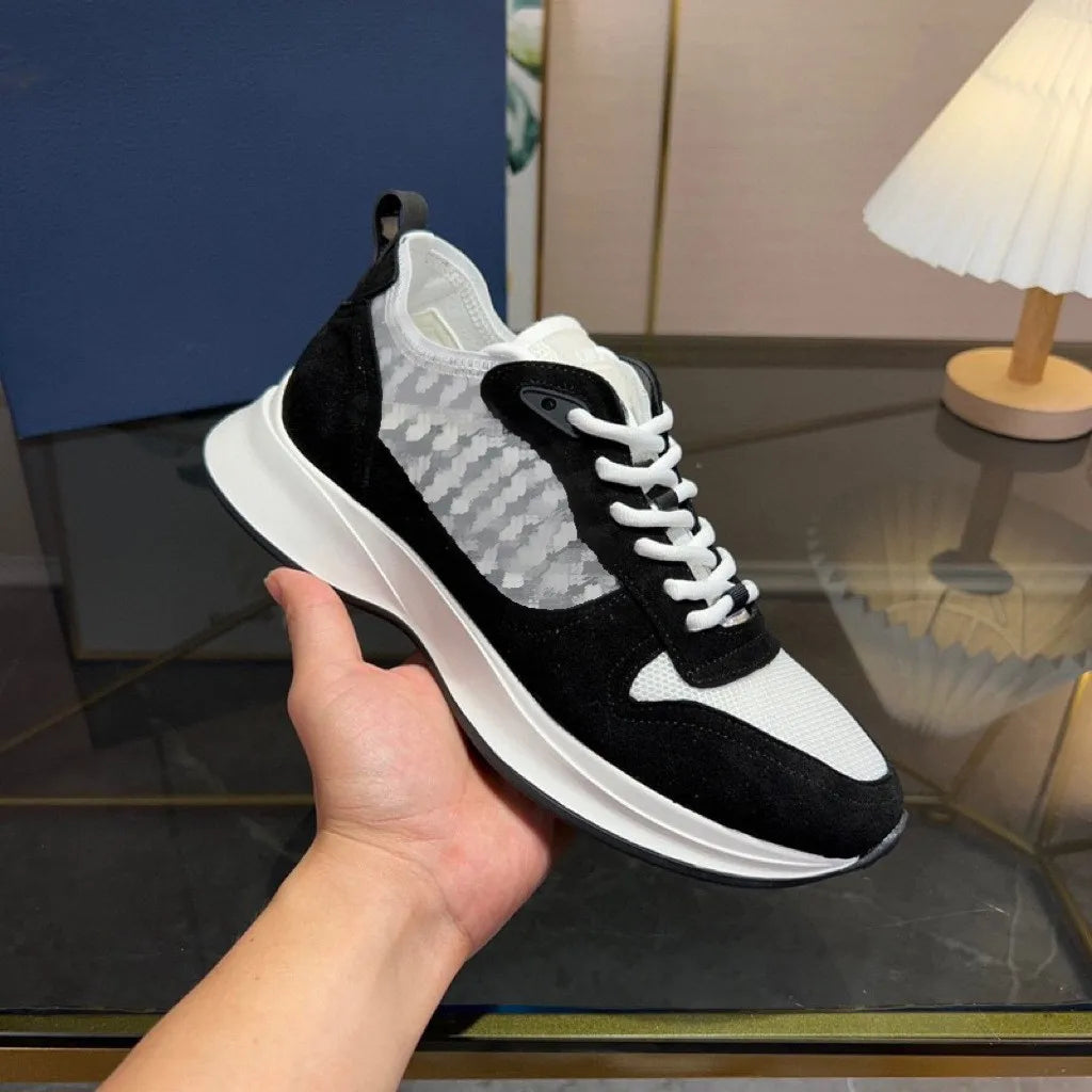 Low-Top Casual Men's Sneakers Fashionable Sport Shoes Comfortable Walking Shoes Men's Footwear Breathable Leather Upper