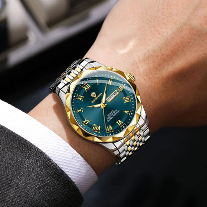 Montre-bracelet de luxe à quartz BINBOND Original Brand pour homme, lumineuse, étanche, date automatique, affichage du jour de la semaine, style décontracté.
