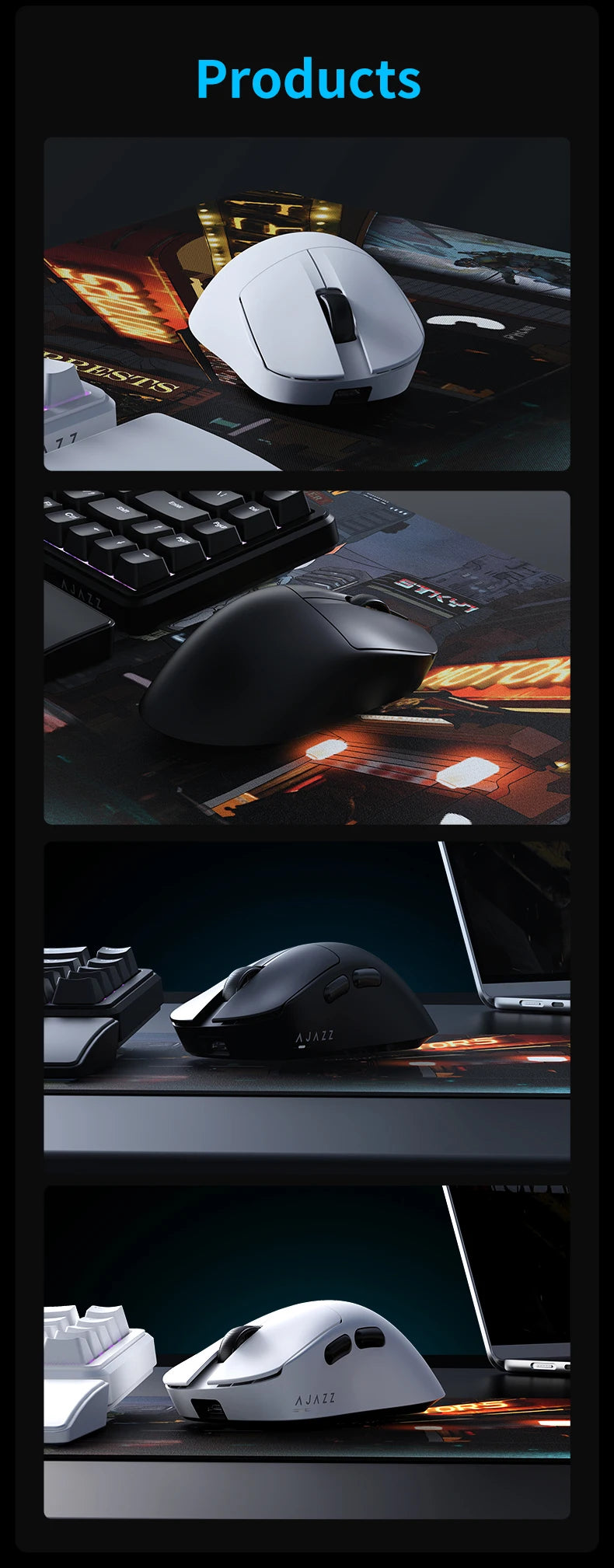 AJAZZ AJ179 V2 MAX Tri-mode right-handed mouse 56g lightweight PAW3311 sensor Huanuo Micro Switch TelinkMicrochip