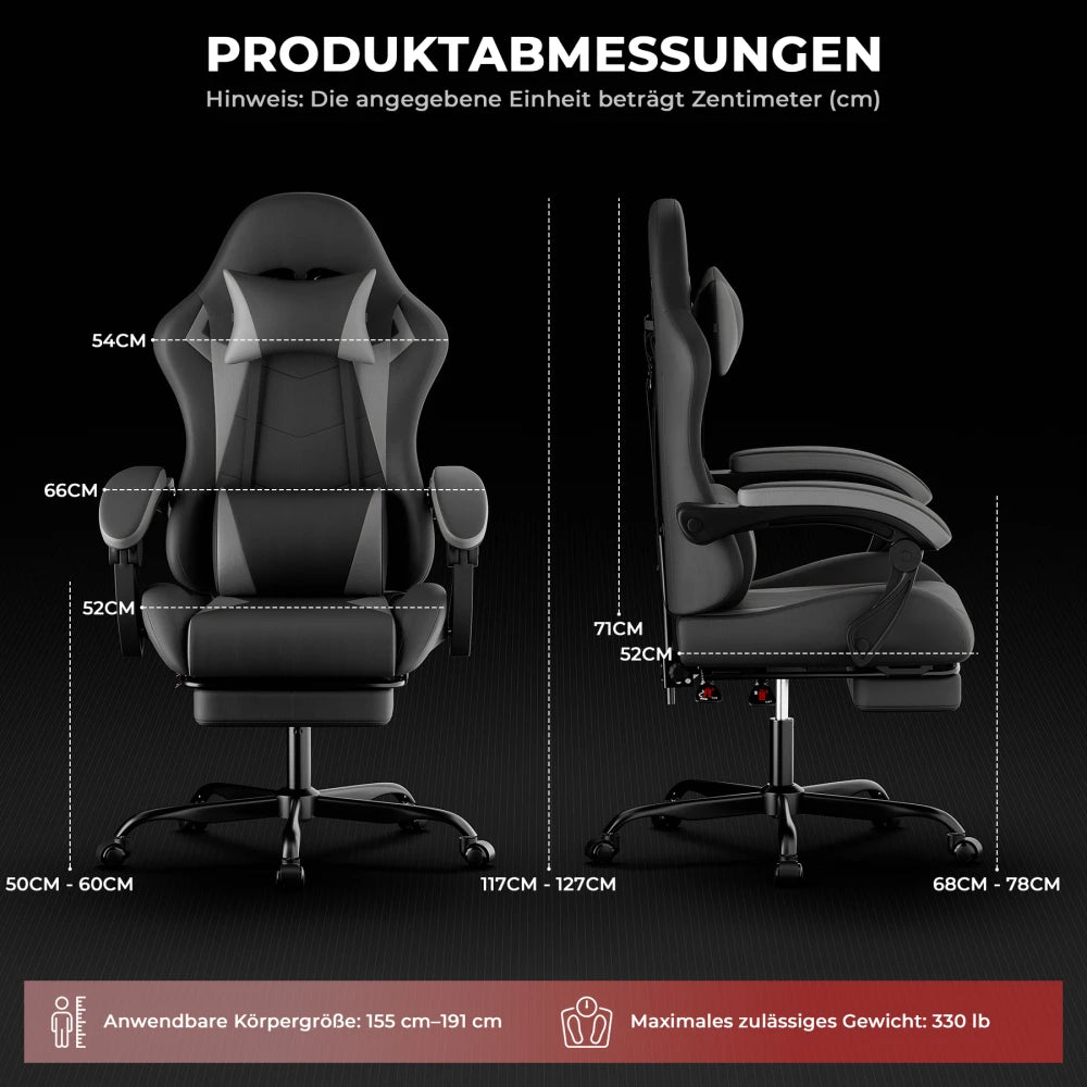 Gaming Chair Ergonomic Gaming Chair with Waist Cushion and Headrest, Office Chair Height Adjustable, Chair for Adult Girls Boy